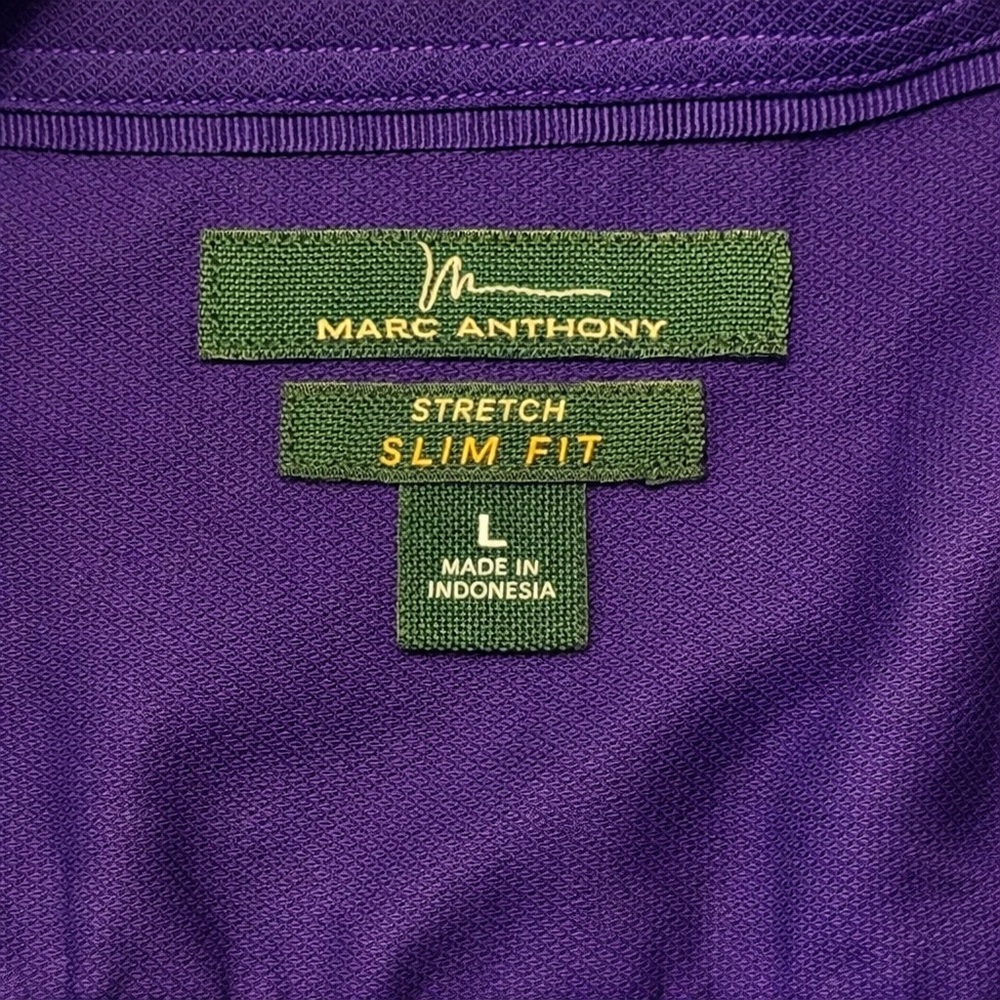 Marc Anthony Purple Slim-Fit Stretch Shirt Men’s Spring Button-Down L - Picture 3 of 3